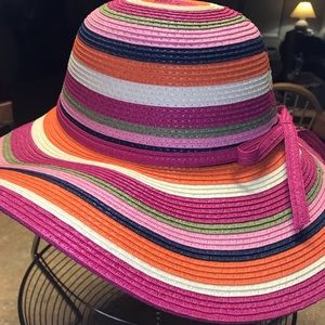 NWOT Multi-Color Wide Brim Straw Hat